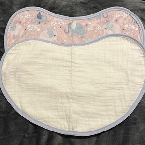 Pink elephants large baby burp cloth